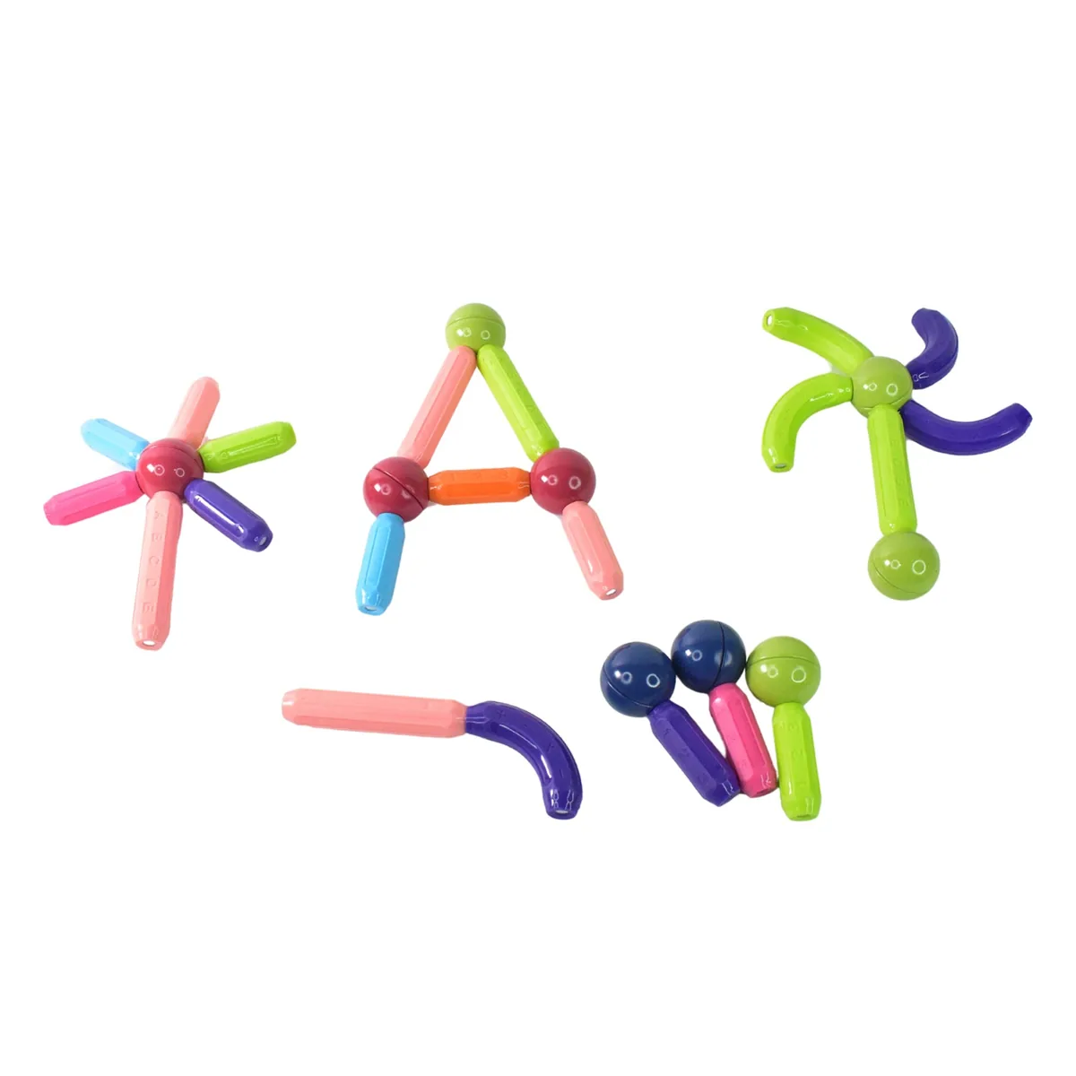 Magnetic sticks and balls joined into shapes