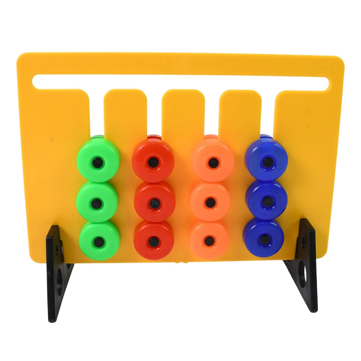 Montessori slide puzzle board with coloured rings