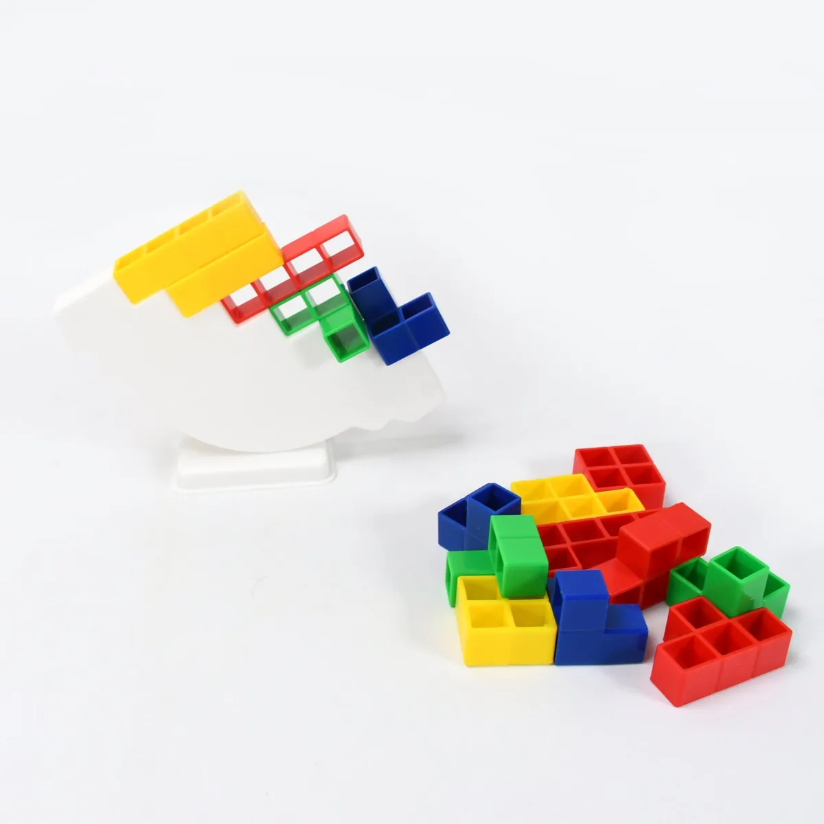Tower balance game base with stacking blocks